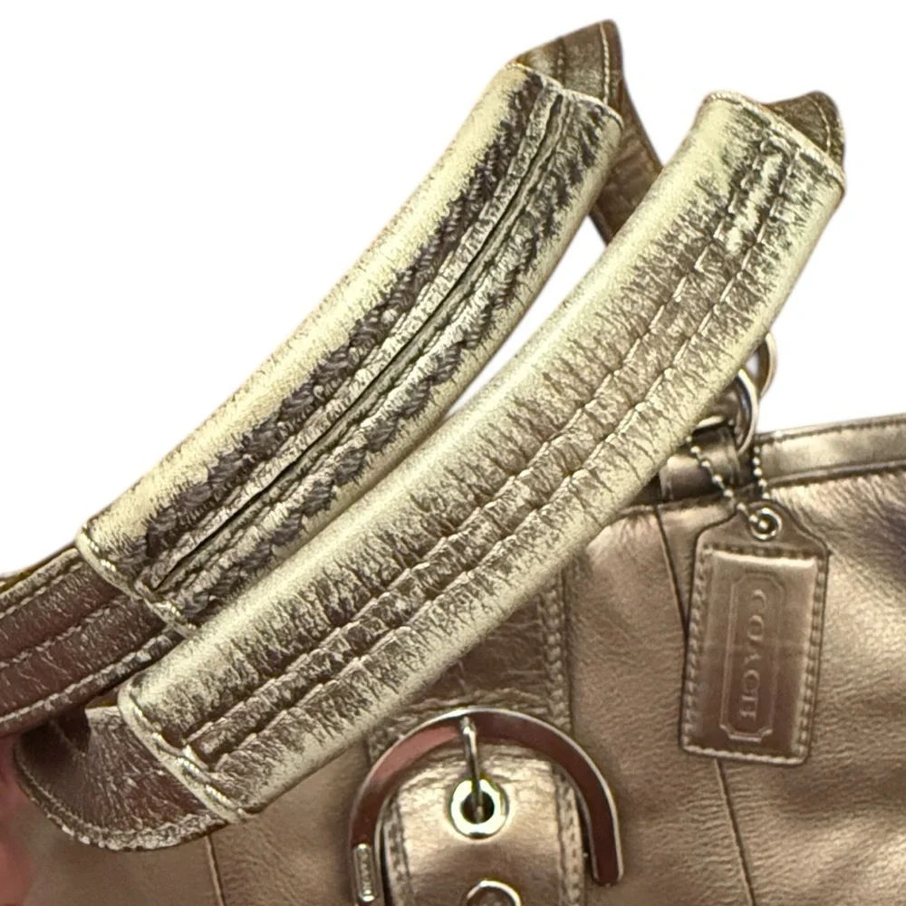 Coach Soho Buckle Hobo Bronze Metallic Leather Shoulder Bag F18751 Y2K